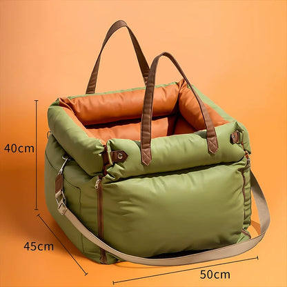 Premium Leather Buckle Dog Car Bed