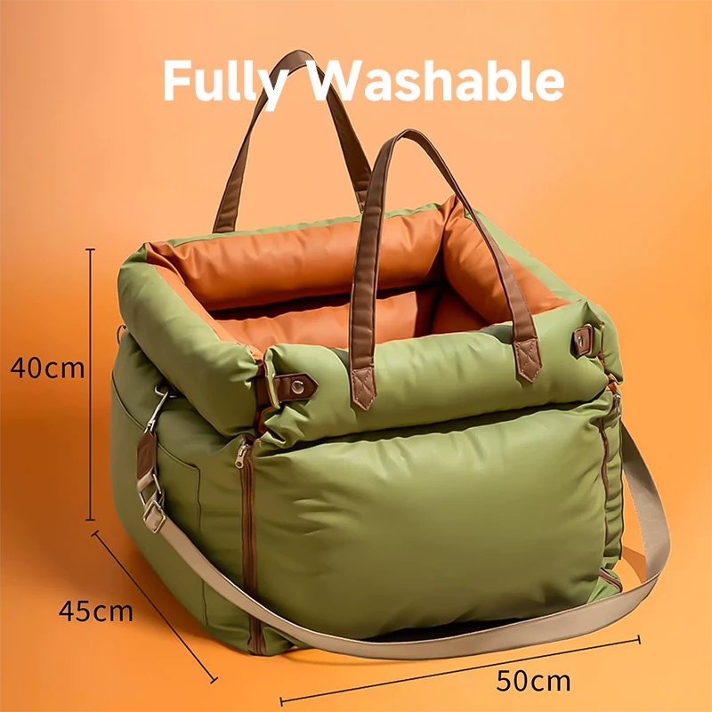 Premium Leather Buckle Dog Car Bed