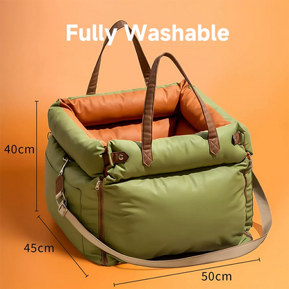 Premium Leather Buckle Dog Car Bed