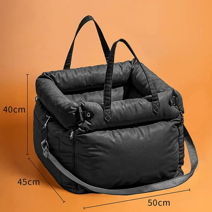 Premium Leather Buckle Dog Car Bed