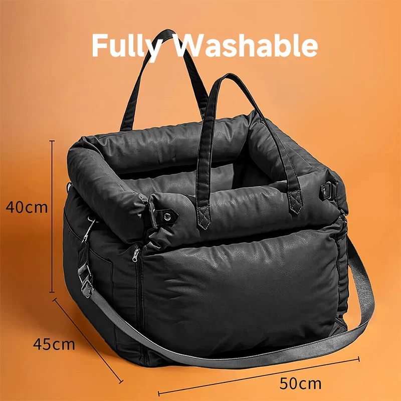 Premium Leather Buckle Dog Car Bed
