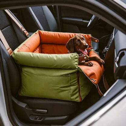 Premium Leather Buckle Dog Car Bed
