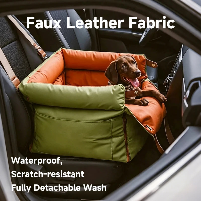 Premium Leather Buckle Dog Car Bed