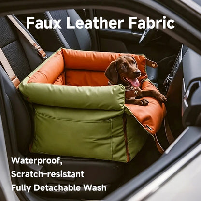 Premium Leather Buckle Dog Car Bed