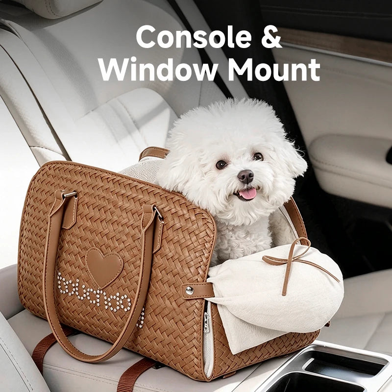 Premium Leather Console Dog Car Bed