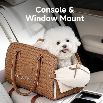 Premium Leather Console Dog Car Bed
