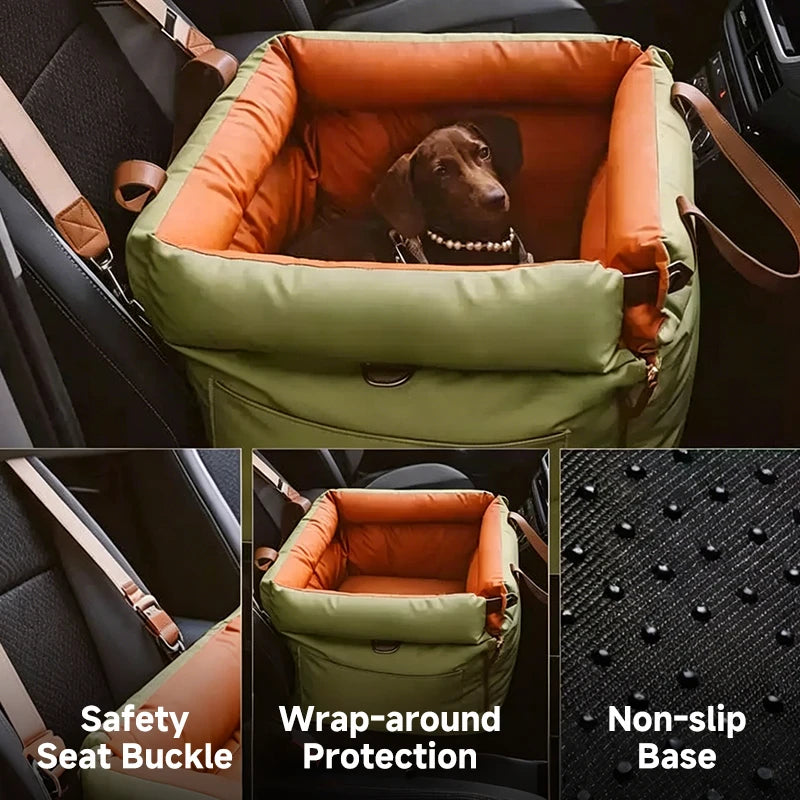 Premium Leather Buckle Dog Car Bed