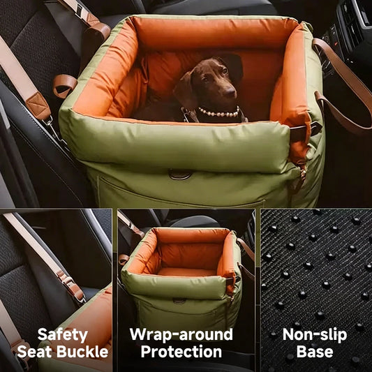 Premium Leather Buckle Dog Car Bed